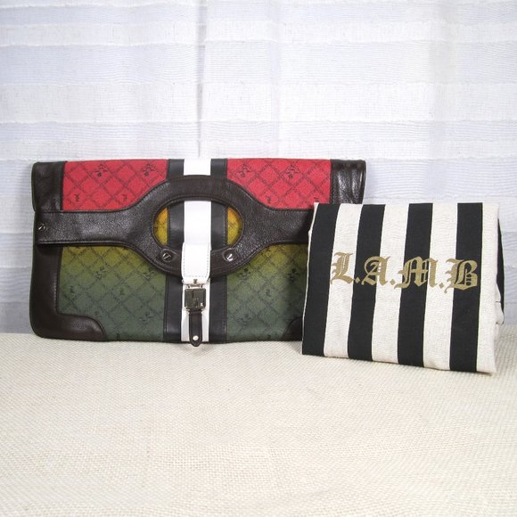 L.A.M.B. Carlisle Foldover Clutch in Ombre Rasta with Dust Bag - Gwen Stefani - Picture 1 of 16